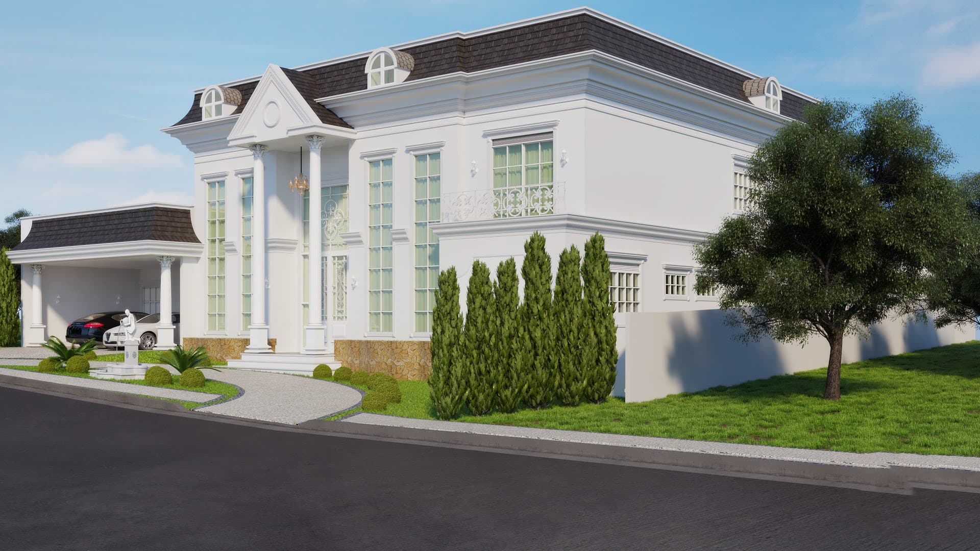 projeto casa classica terrea mezanino estilo neoclassico frances