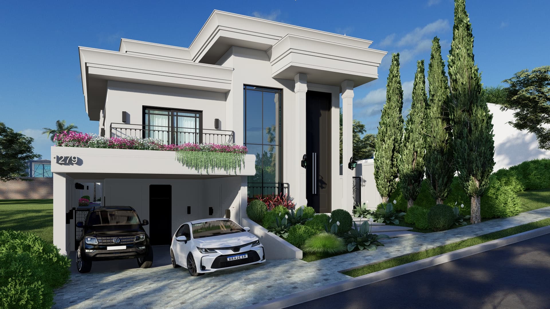 Sobrado Estilo Italico Terreno 14x30 e desnível lateral com Garagem baixa no Condomínio Brisas de Jundiaí