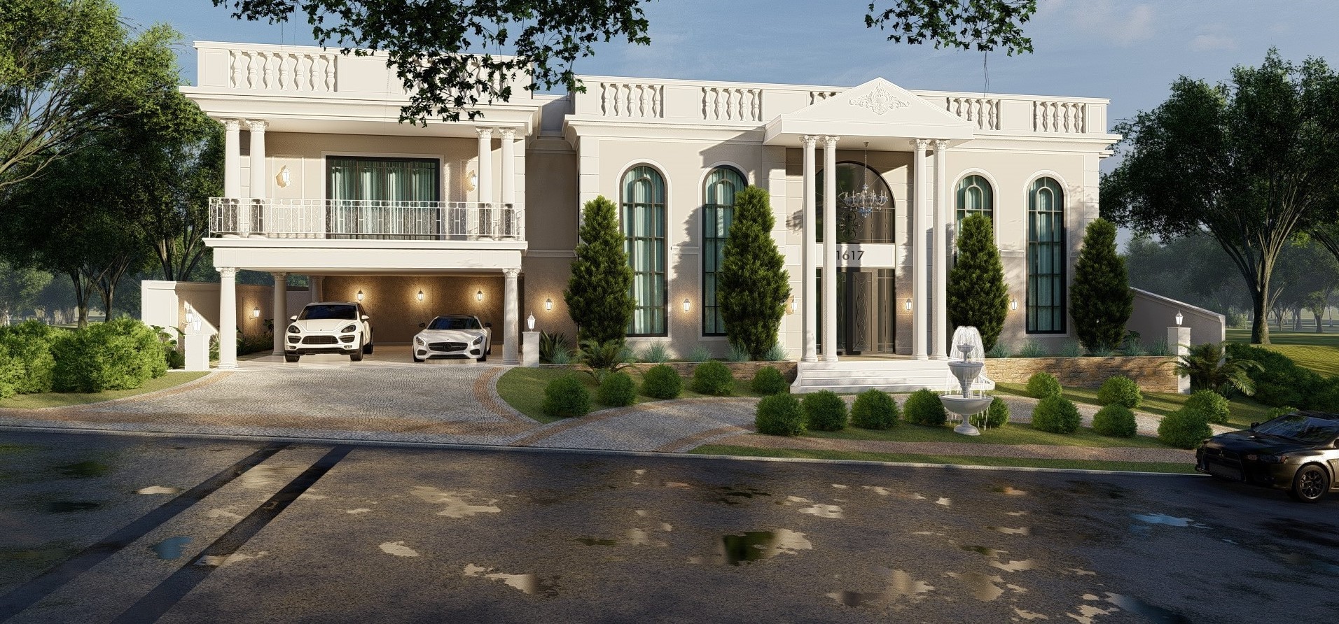 Casa Estilo Clássica Romana em Terreno de 1.200m²; foi utilizado dois terrenos para unificação e dessa forma chegar nessa metragem final; em Mogi Mirim