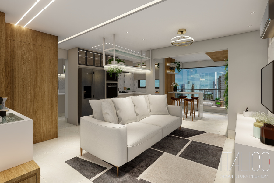 Design de Interiores Apartamento Integrado e Moderno em Campinas