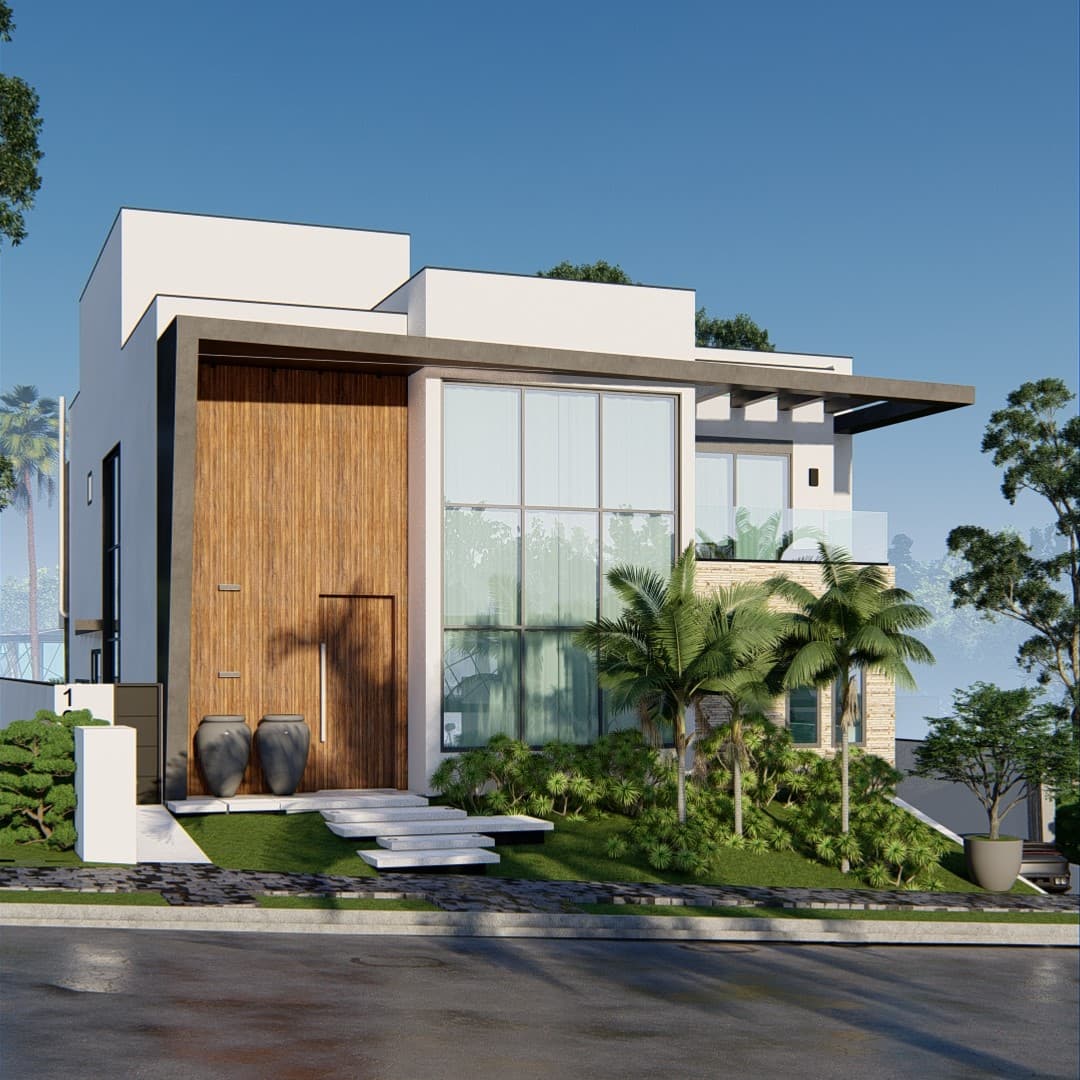 Fachada de Casa Estilo Contemporâneo em Terreno de 500m Condomínio Ecovilla Boa Vista Valinhos