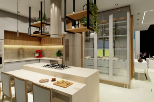 Projeto de Interiores Apartamento com Cozinha Integrada em Campinas