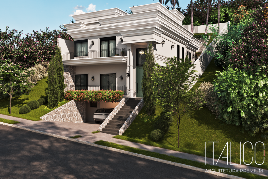 Fachada de casa com telhado embutido em Campinas