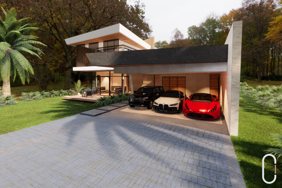 Projeto de Casa moderna em Campinas Fachada Linhas Retas
