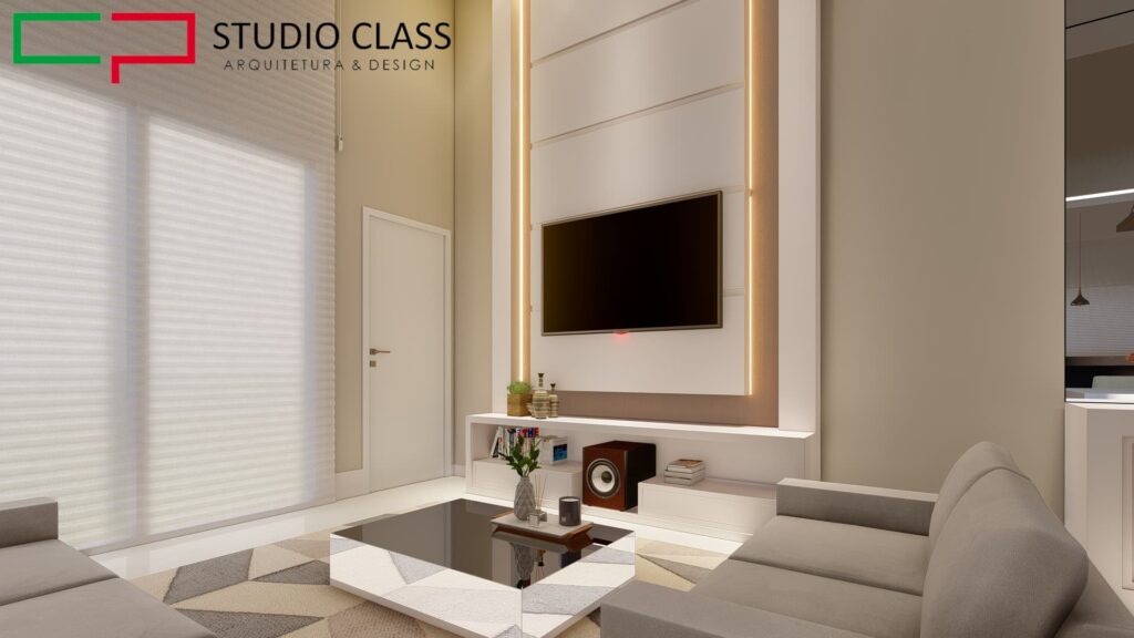Sala Clara com Painel Iluminado