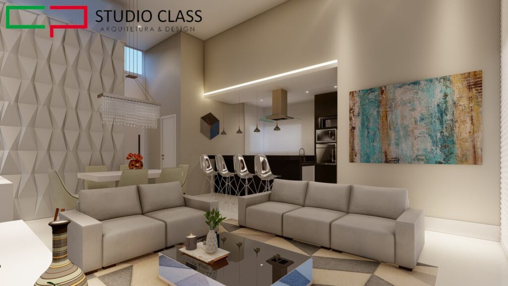Sala Clara com Painel Iluminado