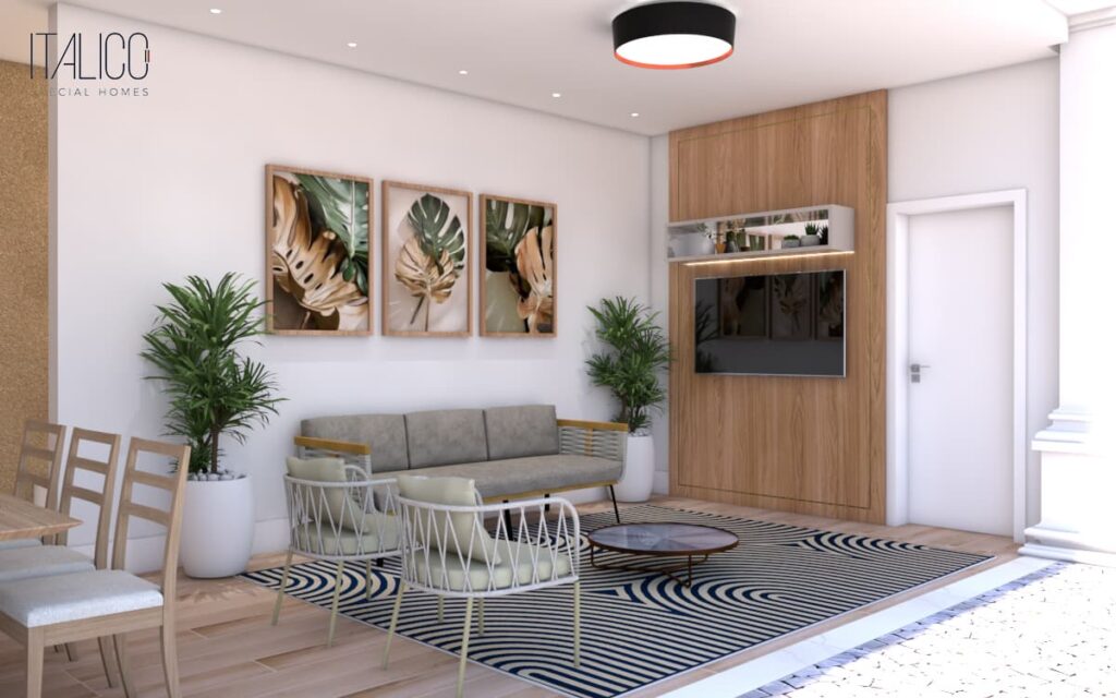 Área Gourmet Neoclássica Sofisticada com Luminárias Pendentes