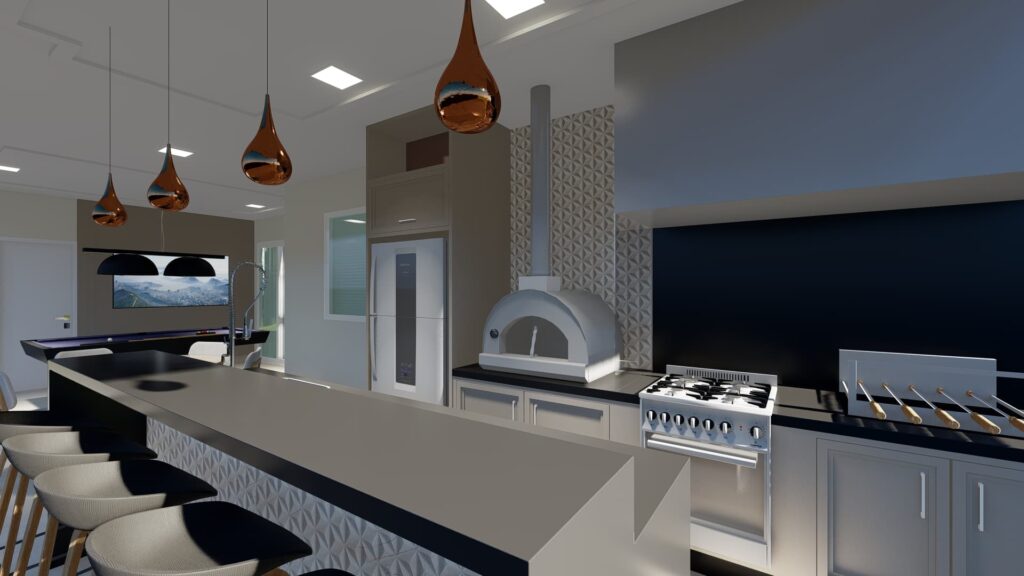 Decoração Sofisticada para Espaço Gourmet com Boiseries e Mármore