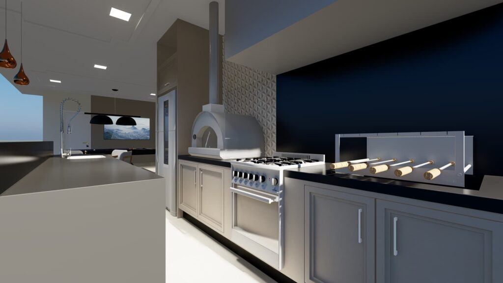 Decoração Sofisticada para Espaço Gourmet com Boiseries e Mármore