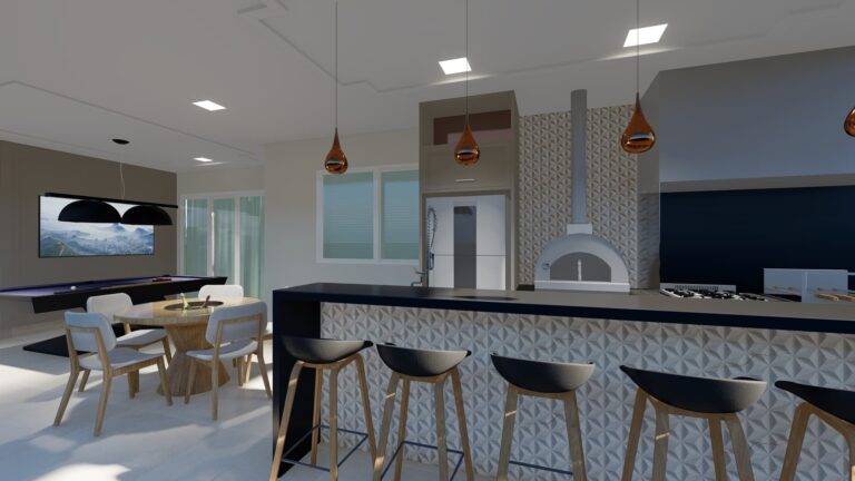 Decoração Sofisticada para Espaço Gourmet com Boiseries e Mármore