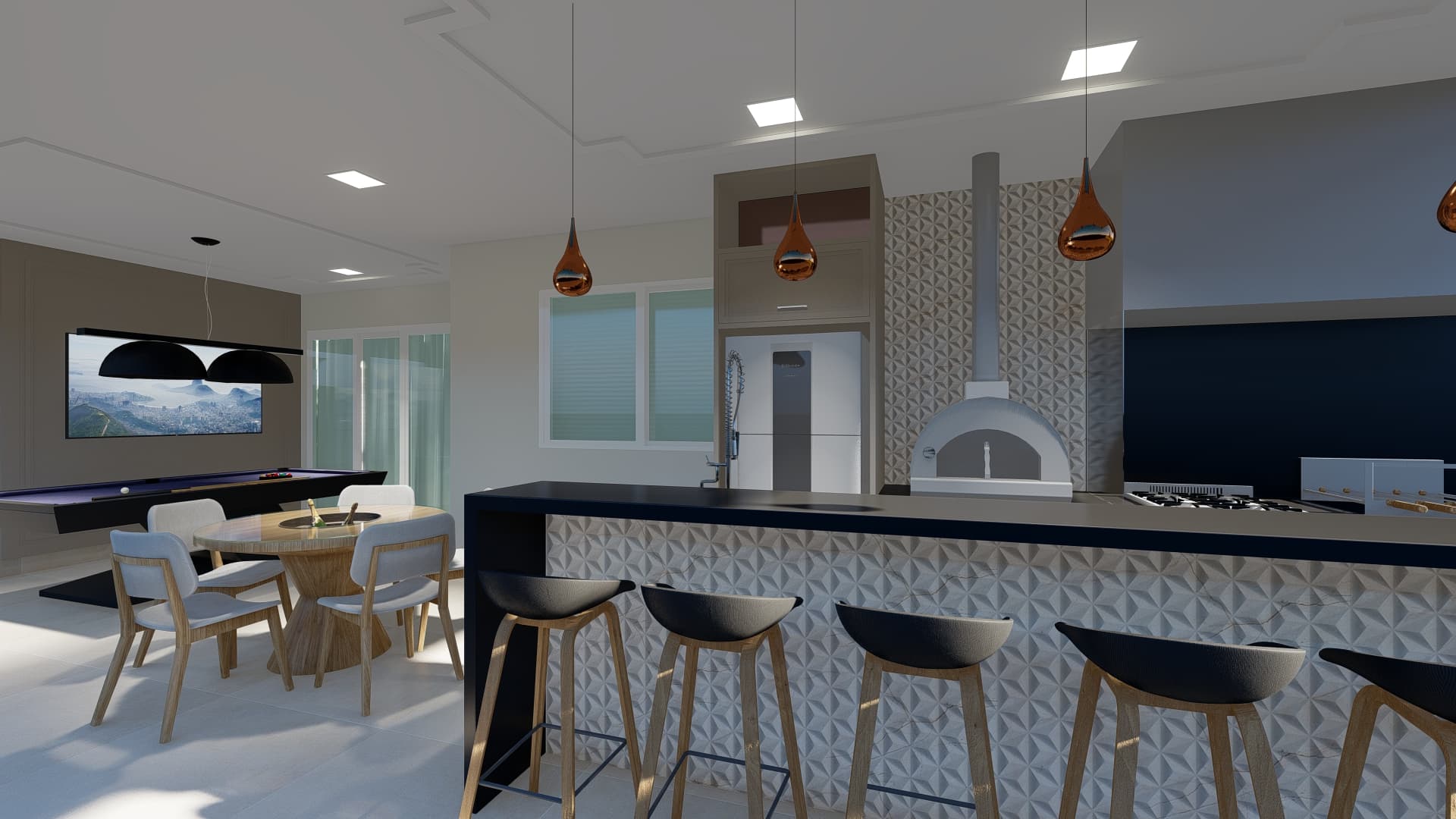 Decoração Sofisticada para Espaço Gourmet com Boiseries e Mármore