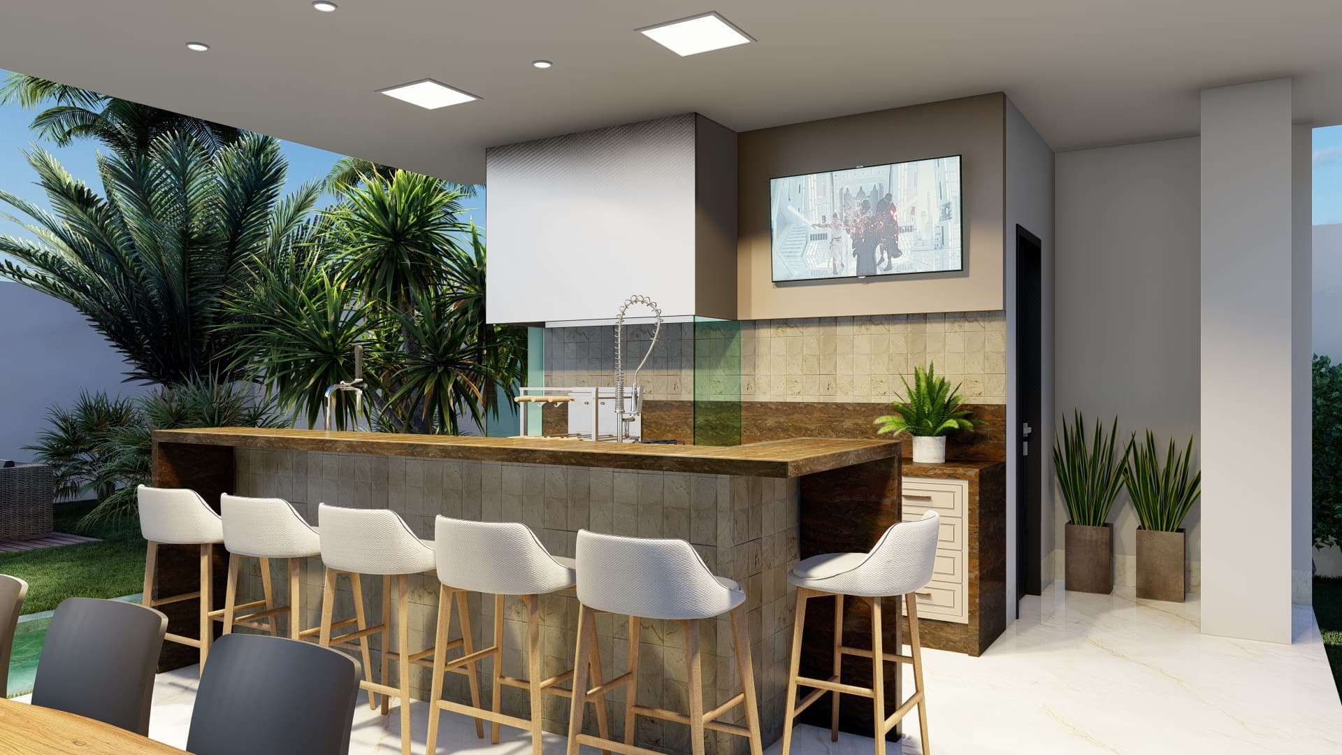 Espaço Gourmet com Detalhes e Bancada Sofisticada