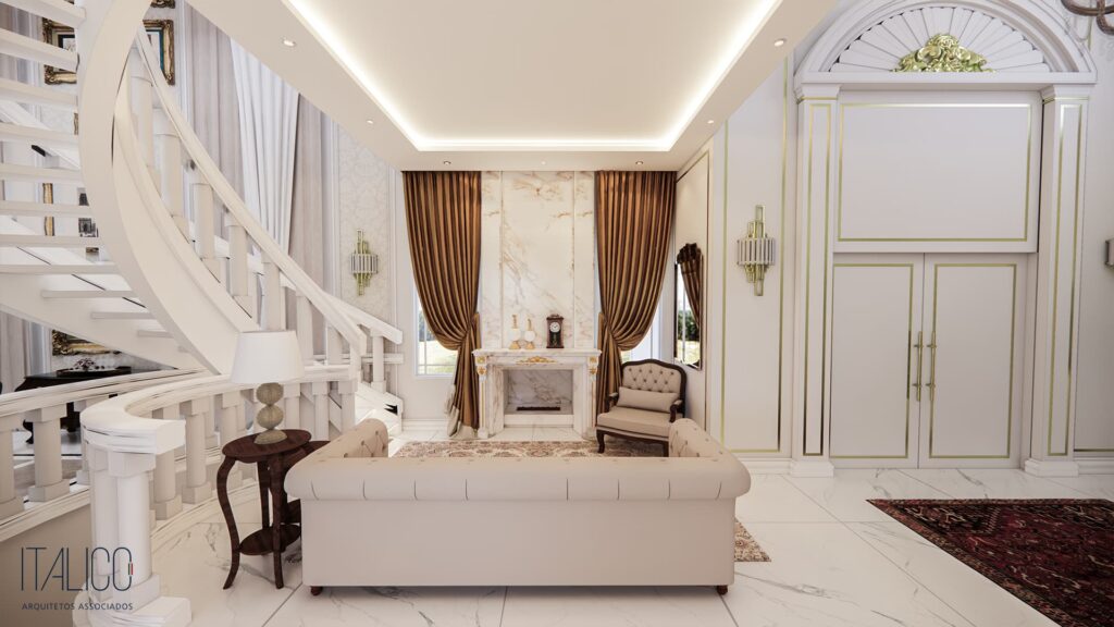 Sala Clara com Lareira em Mármore