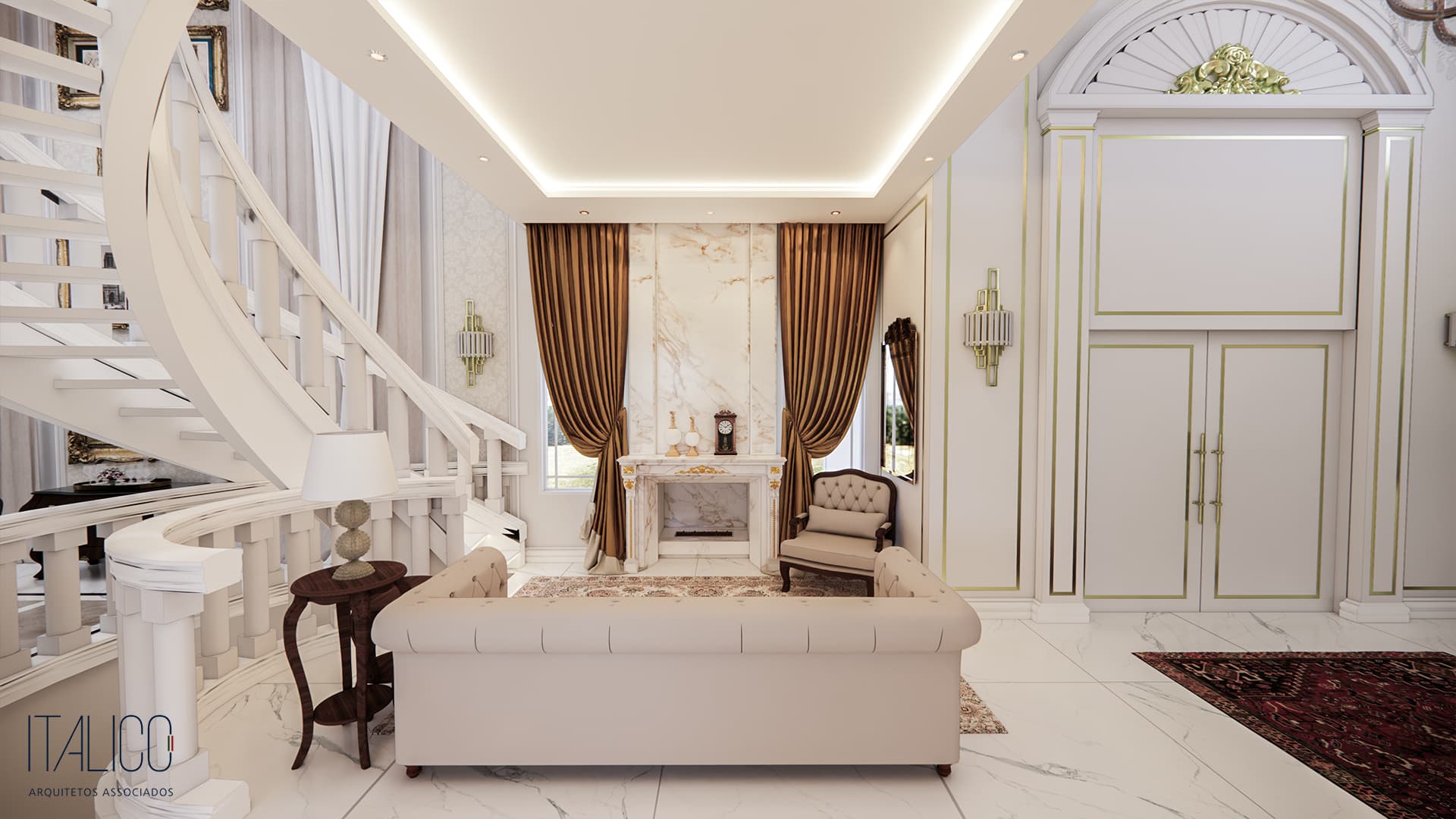Sala Clara com Lareira em Mármore