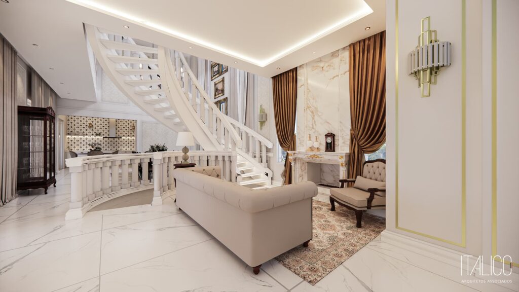 Sala Clara com Lareira em Mármore