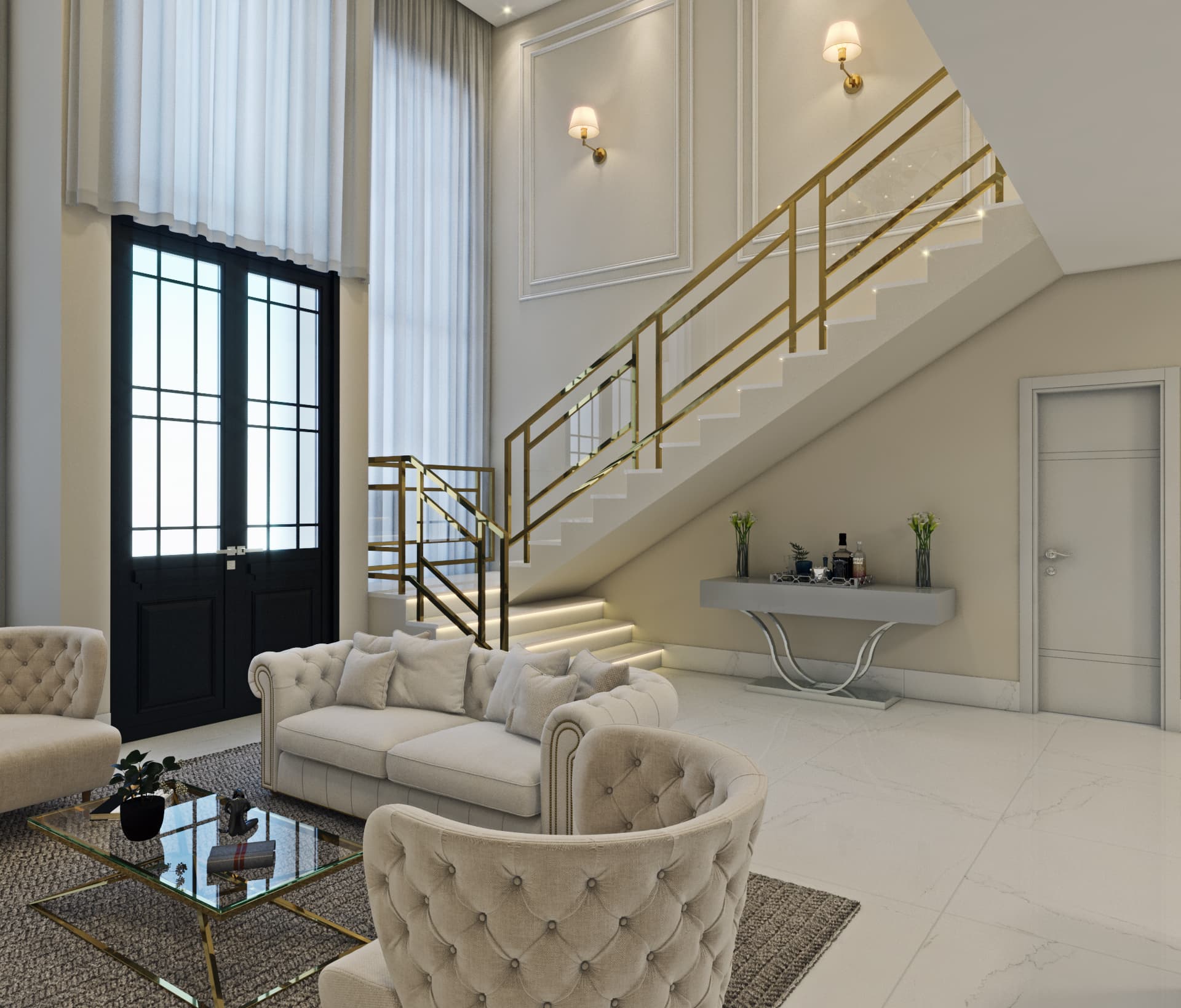 Sala Clássica com Lareira em Mármore e Boiseries - Italico Arquitetura