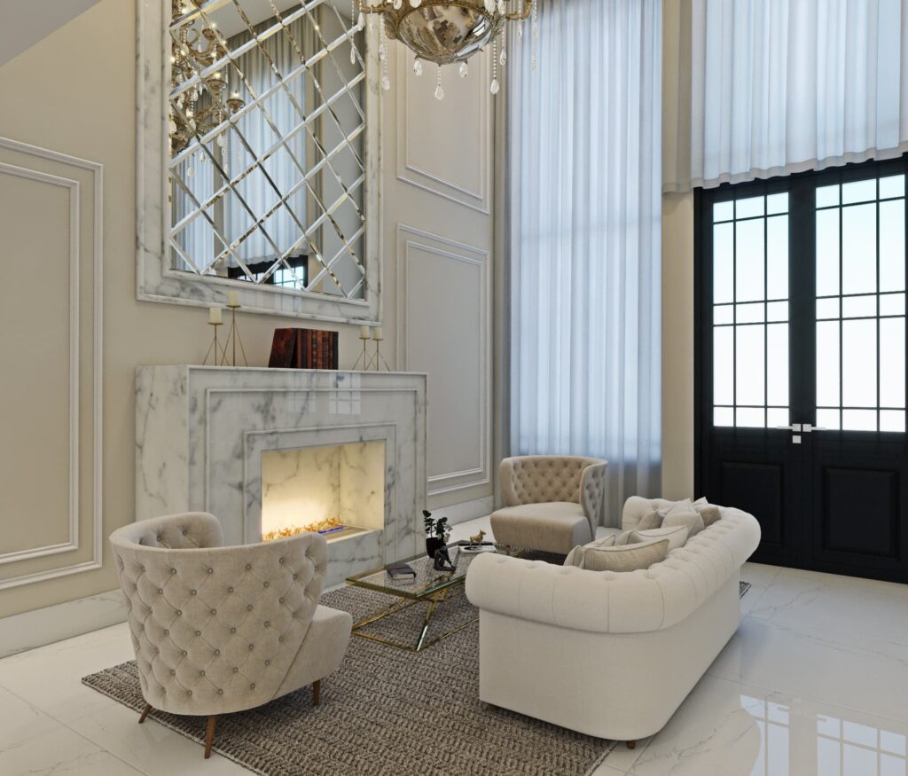 Sala Clássica com Lareira em Mármore e Boiseries