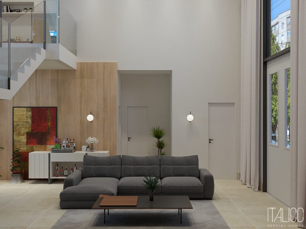 Sala com Painel com LED e Arandelas Decorativas