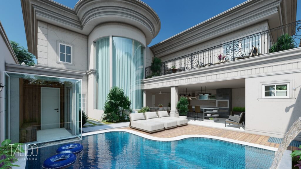 Casa Neoclássica no Alphaville Dom Pedro Zero em Campinas – Projeto com 500m²