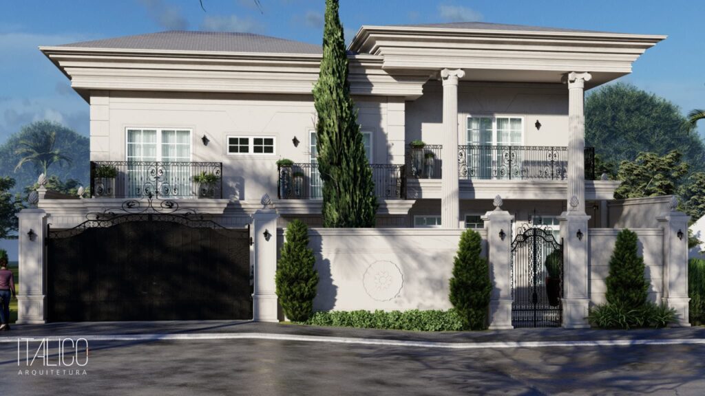 Casa Neoclássica no Alphaville Dom Pedro Zero em Campinas – Projeto com 500m²