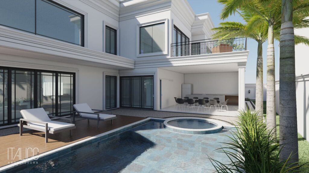 Casa 18x40 no Mont Blanc – Estilo Neoclássico por Arquiteto em Campinas